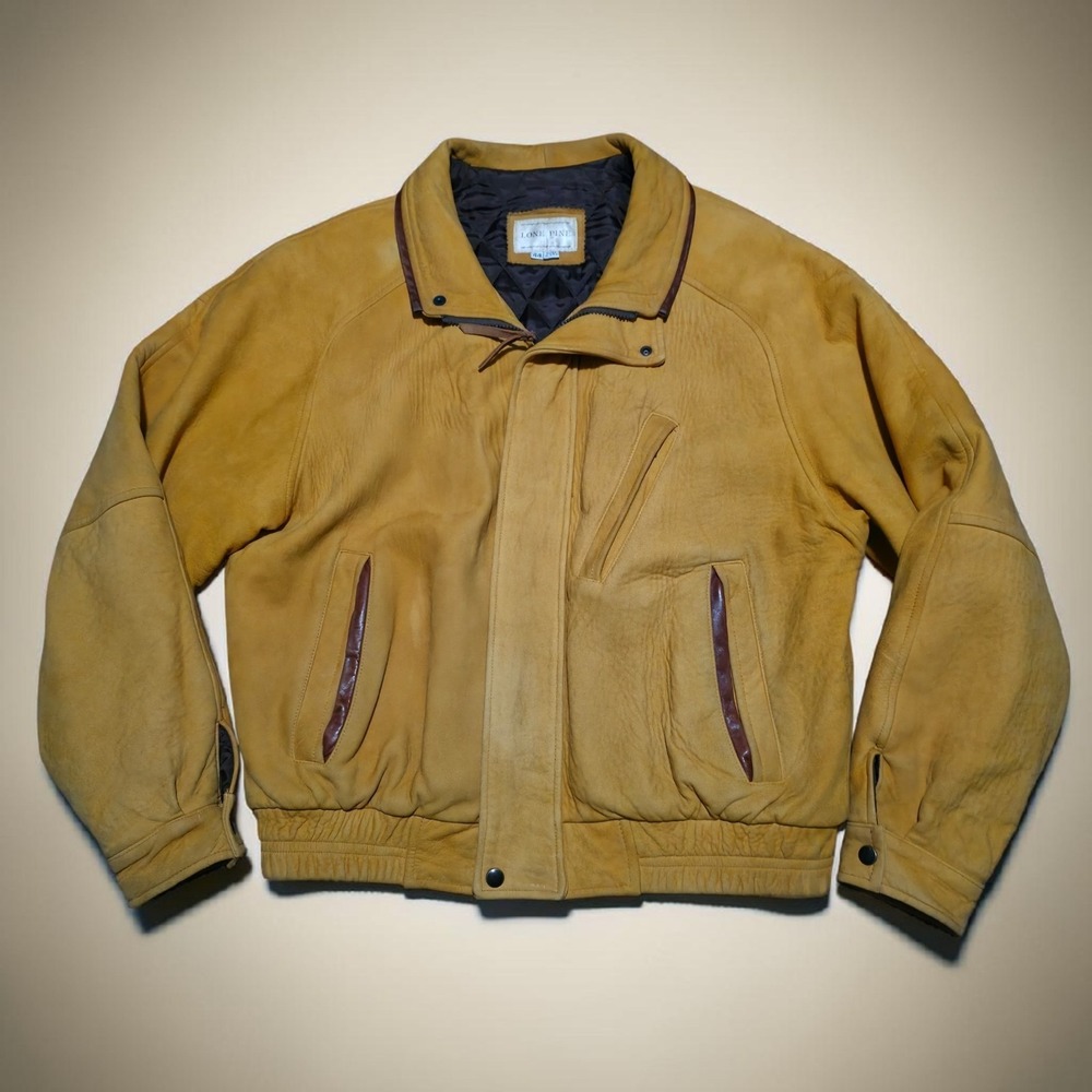 Lone Pine American USA Made Yellow Leather Jacket Size 44 / XL *Read Desc. *Rare